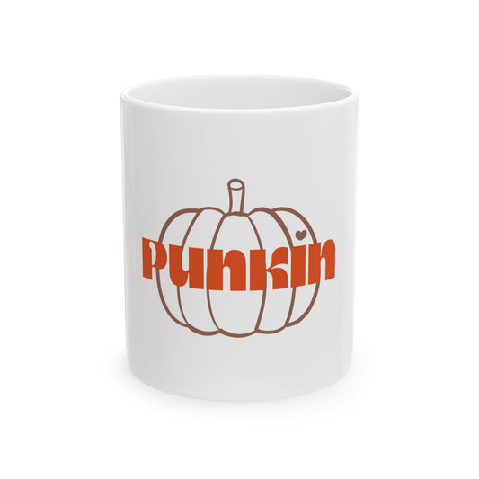 Punkin Pumpkin Autumn Coffee & Tea Cup (White)